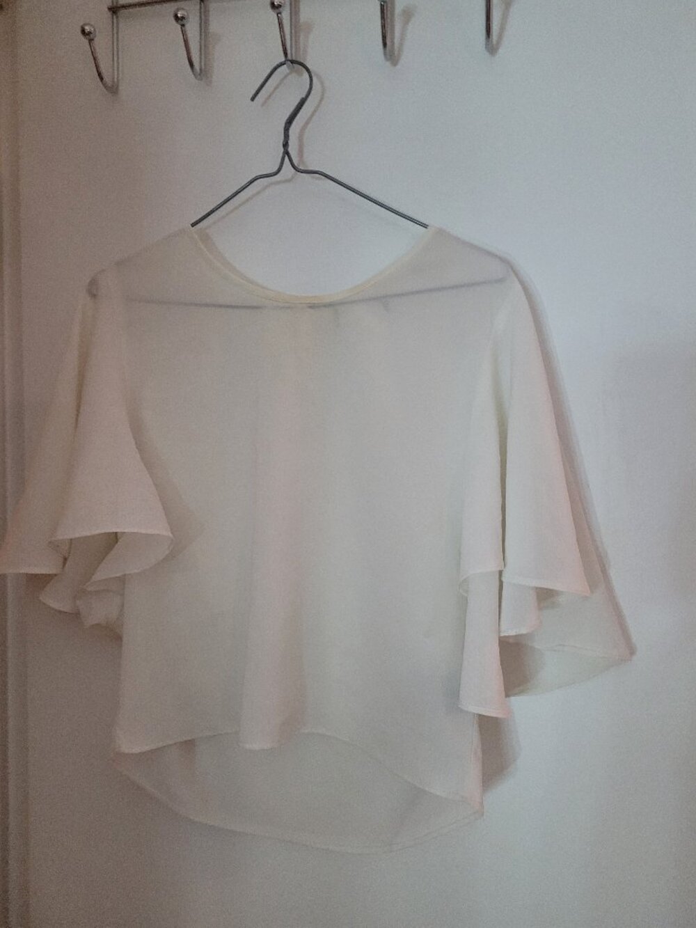 White sheer top - fluff sleeves